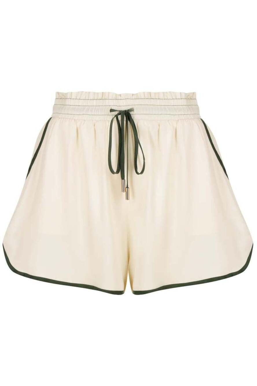 SANCIA The Cambrie Shorts in Ivory with Contrast Piping